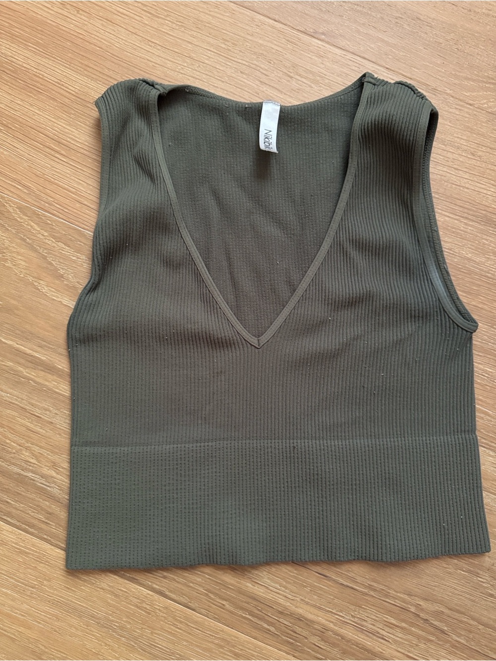 NIKIBIKI Women Seamless Plunge V-Neck Ribbed Crop Top Bralette